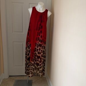 Elegant Red Leopard Print Maxi Dress